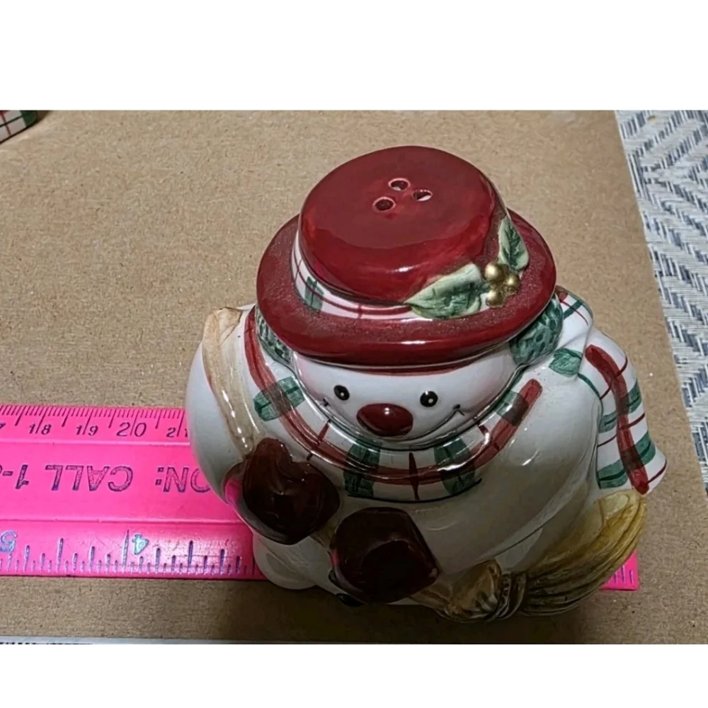 Fitz & Floyd Snowman Christmas Gift Salt Pepper Shaker Set #171